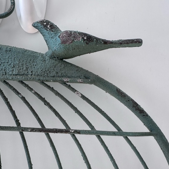 Vintage Green Bird Cage Wall Decor - Picture 3 of 6